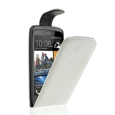 Кожени калъфи Кожени калъфи за HTC Кожен калъф Flip голям клипс HTC Desire 500 бял